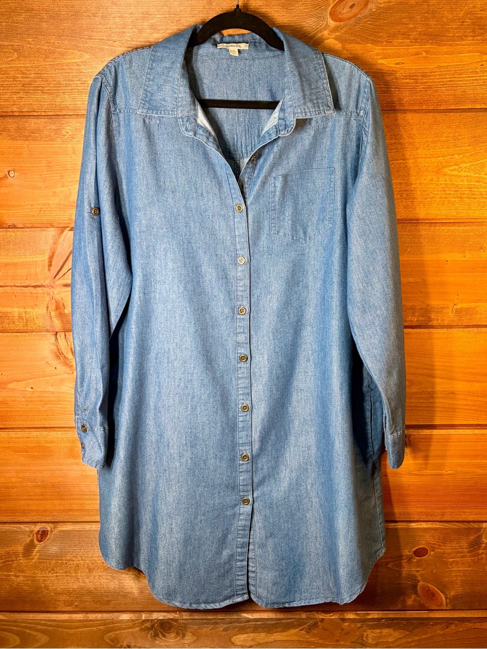 JODIFL 100% Cotton Denim Long Sleeve Shirt Jean Dress or Shacket Size Small 🌸